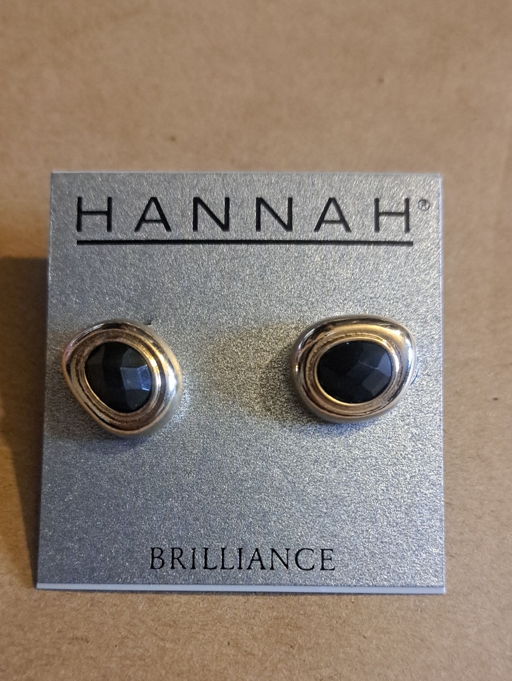 Hannah: Brilliance Stud Earrings-Goldtone/Black